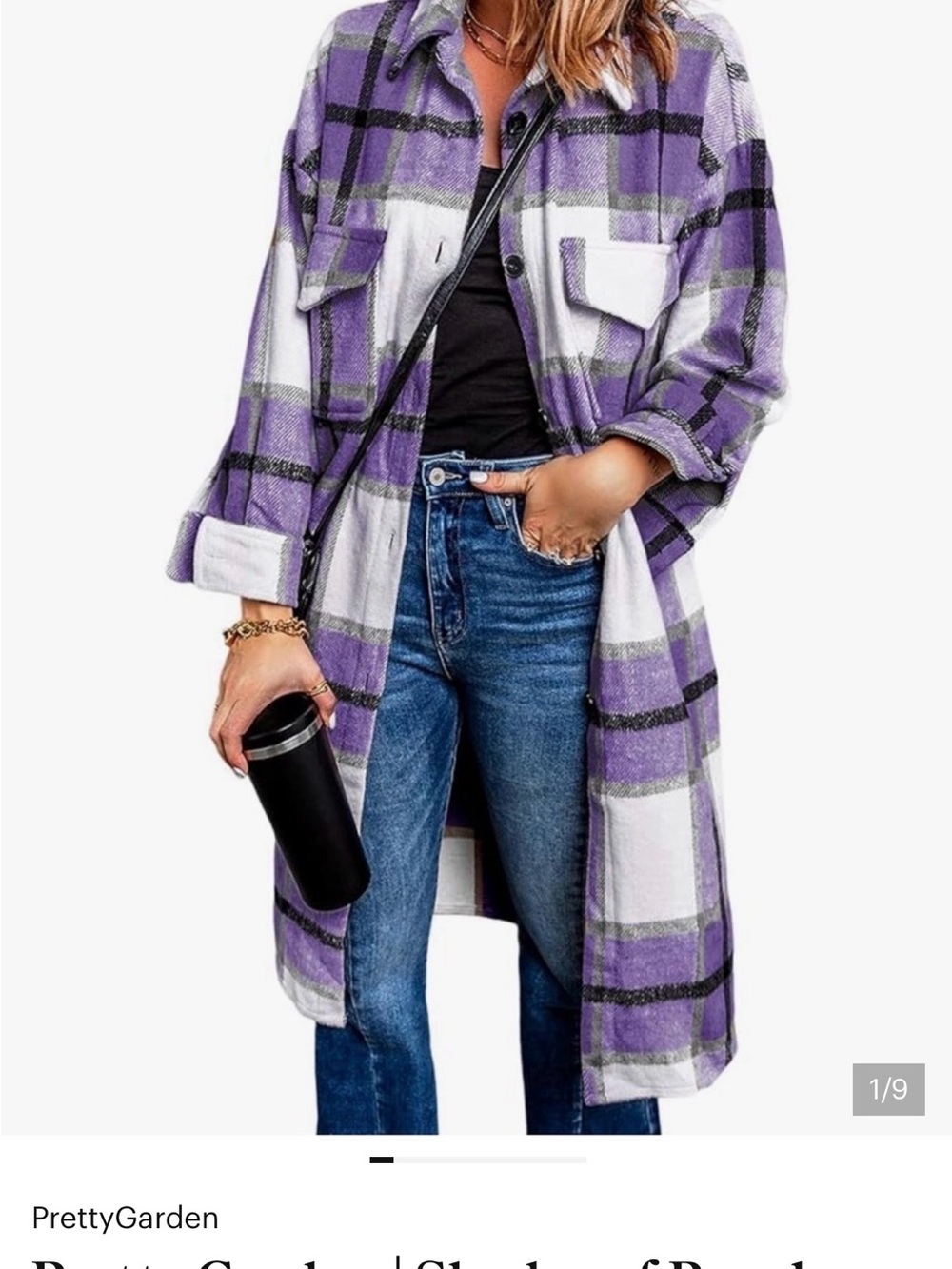 Pretty Garden NEW! Large Purple Plaid Shacket